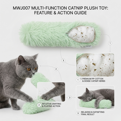 Taxs™ Interactive Catnip Plush Strip Pillow - Insured Pet Exercise & Play Toy
