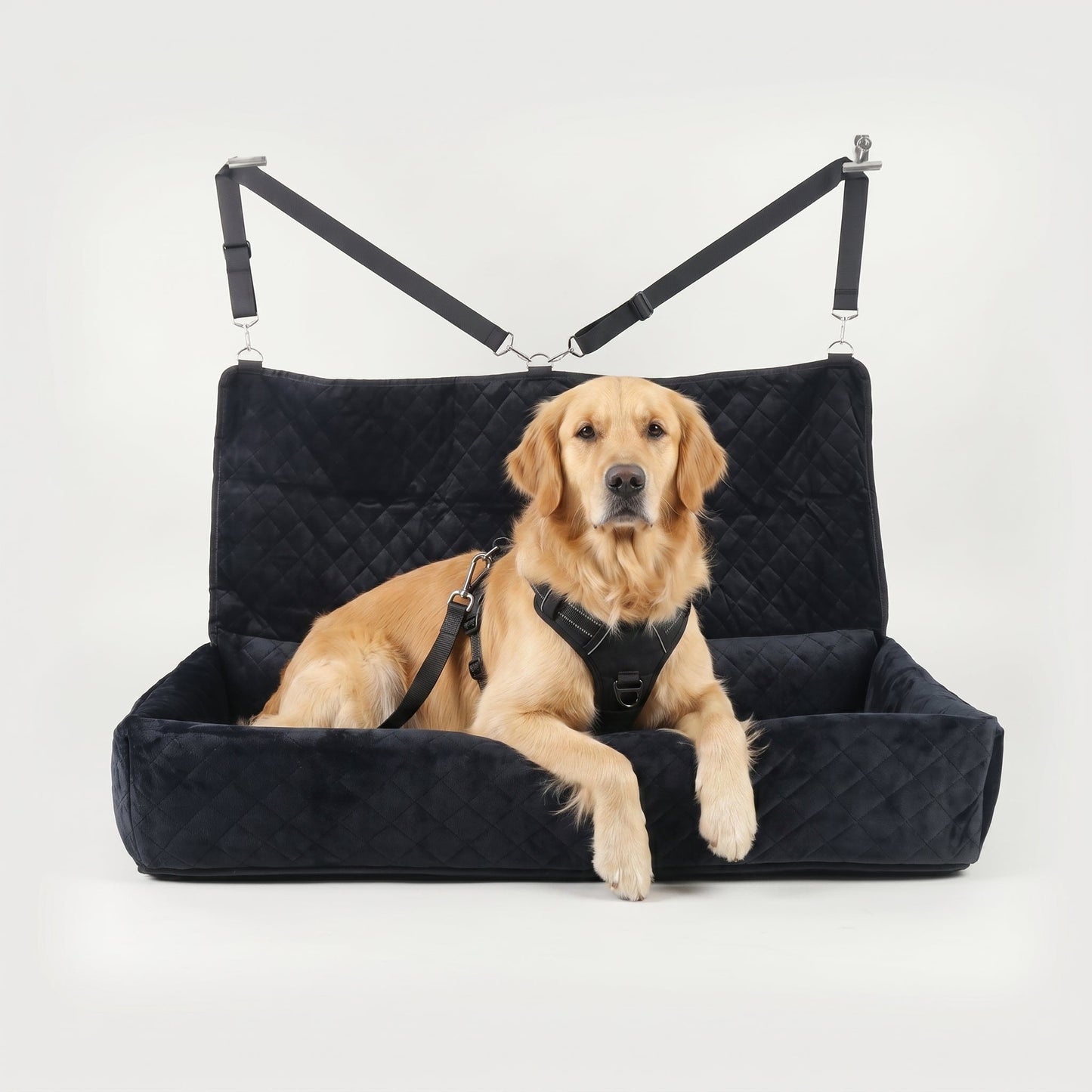 Taxs™ Large Dog Car Seat Belt Cushion - Universal Travel Back Seat Booster & Plush Pet Bed
