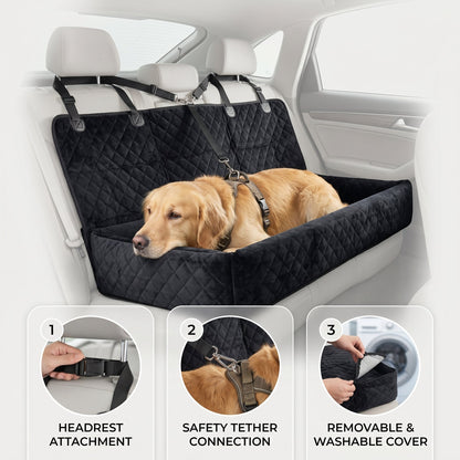 Taxs™ Large Dog Car Seat Belt Cushion - Universal Travel Back Seat Booster & Plush Pet Bed